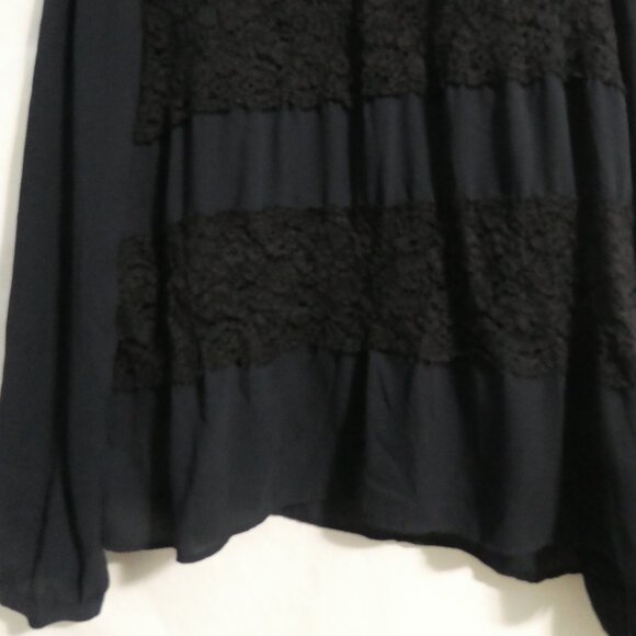 LOFT | large | Black Long Sleeve Blouse | Single Button Back Closure - Picture 7 of 14